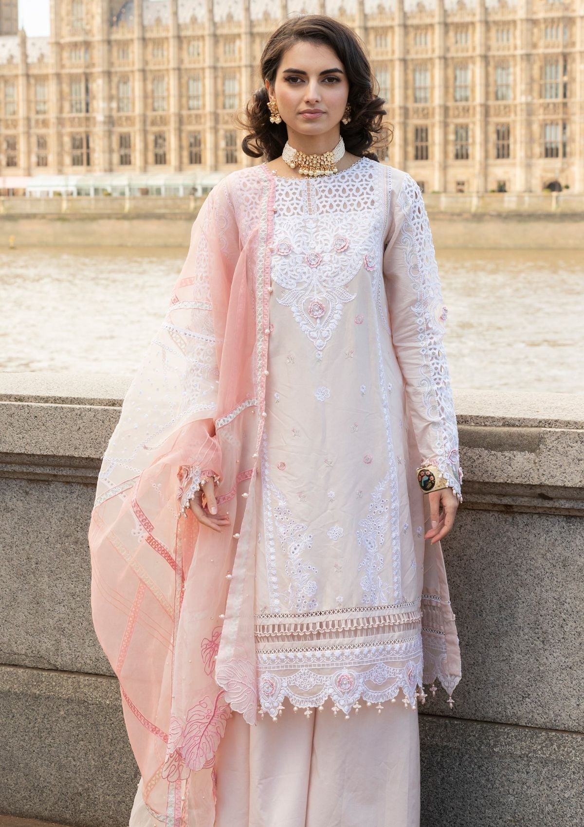 Meem | Luxury Eid Lawn 24 | MD-02 LIGHT PINK - House Of Anaya