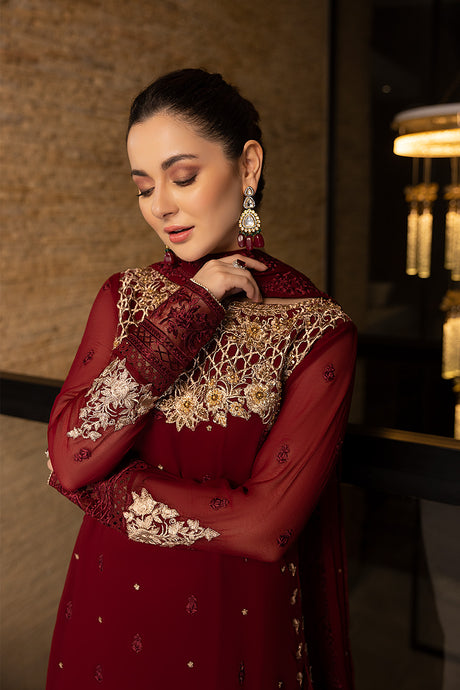 Azure | Embroidered Chiffon Collection | Mookaite - House Of Anaya