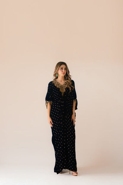 Sammy K | Velvet Festive Edit | Navy Blue Caftan - House Of Anaya