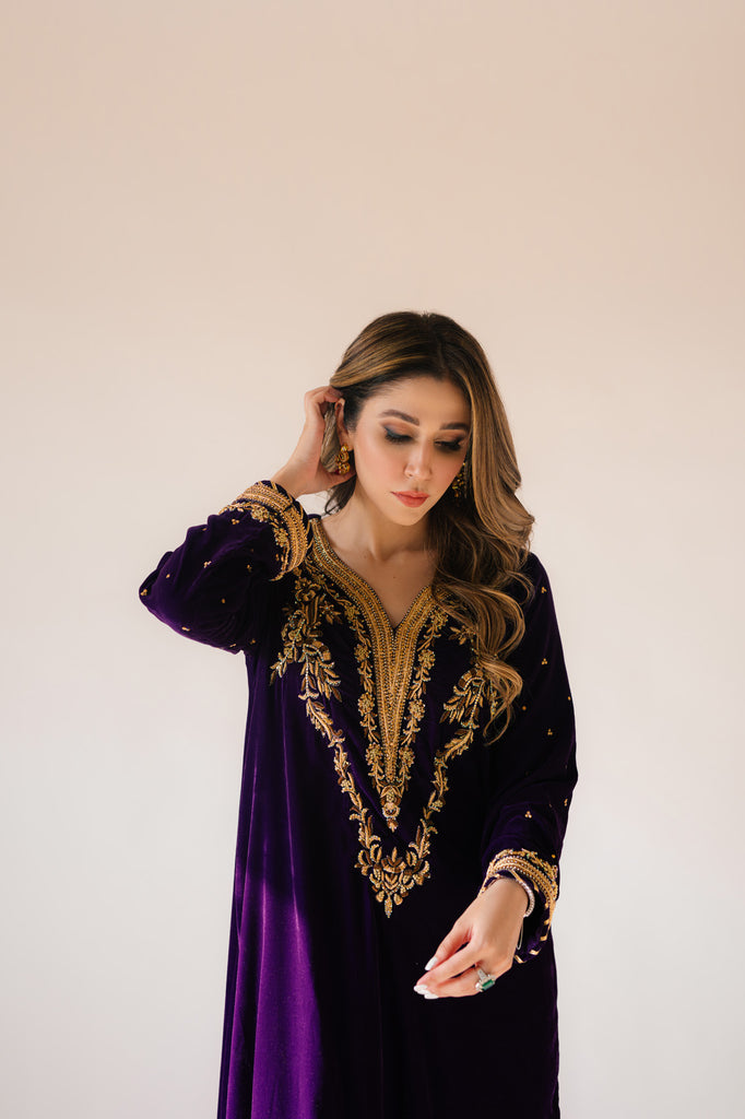 Sammy K | Velvet Festive Edit | Purple Velvet Maxi Outfit - House Of Anaya