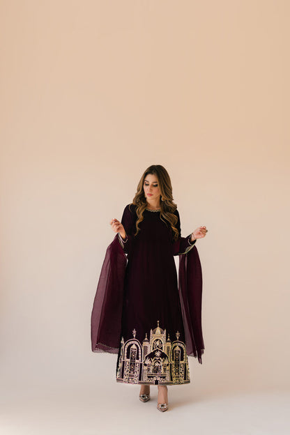Sammy K | Velvet Festive Edit | Burgundy velvet monument outfit - House Of Anaya