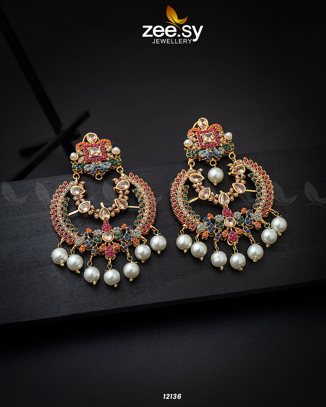 Naurattan Chandbali Earrings - Libasekhas
