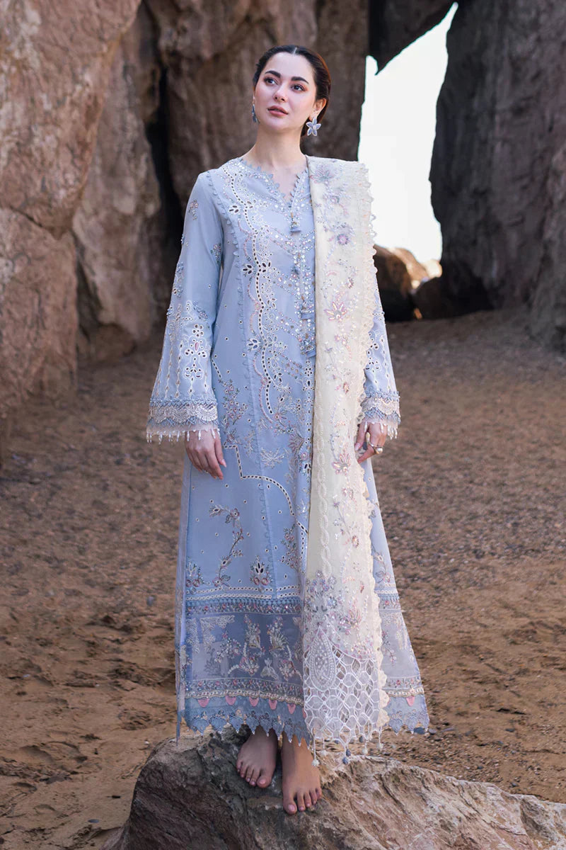 Qalamkar | Sahil Kinare Luxury Lawn | FP-04 FIRUZE - House Of Anaya