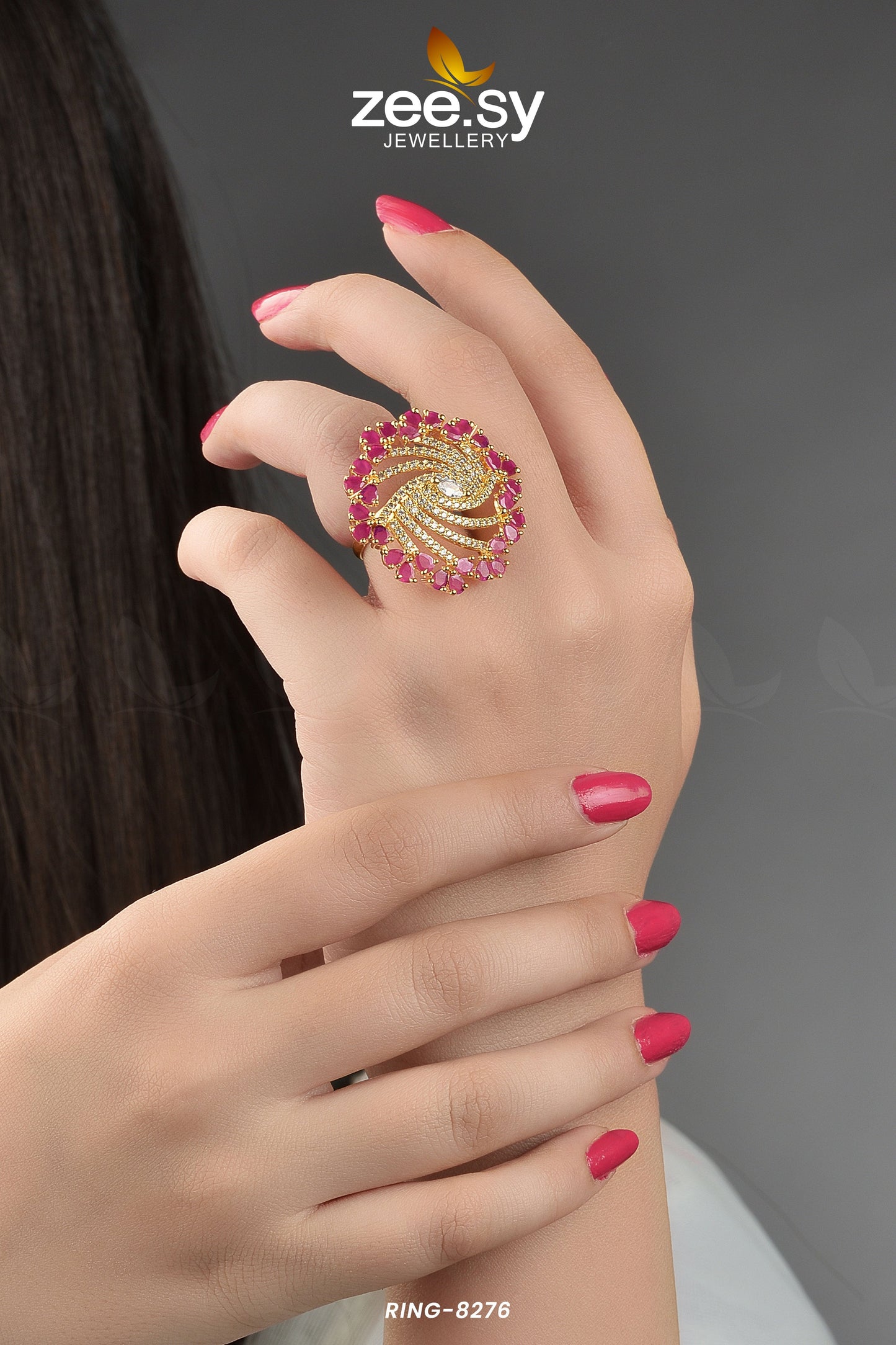 Rhinestone Ring-8276 - Libasekhas