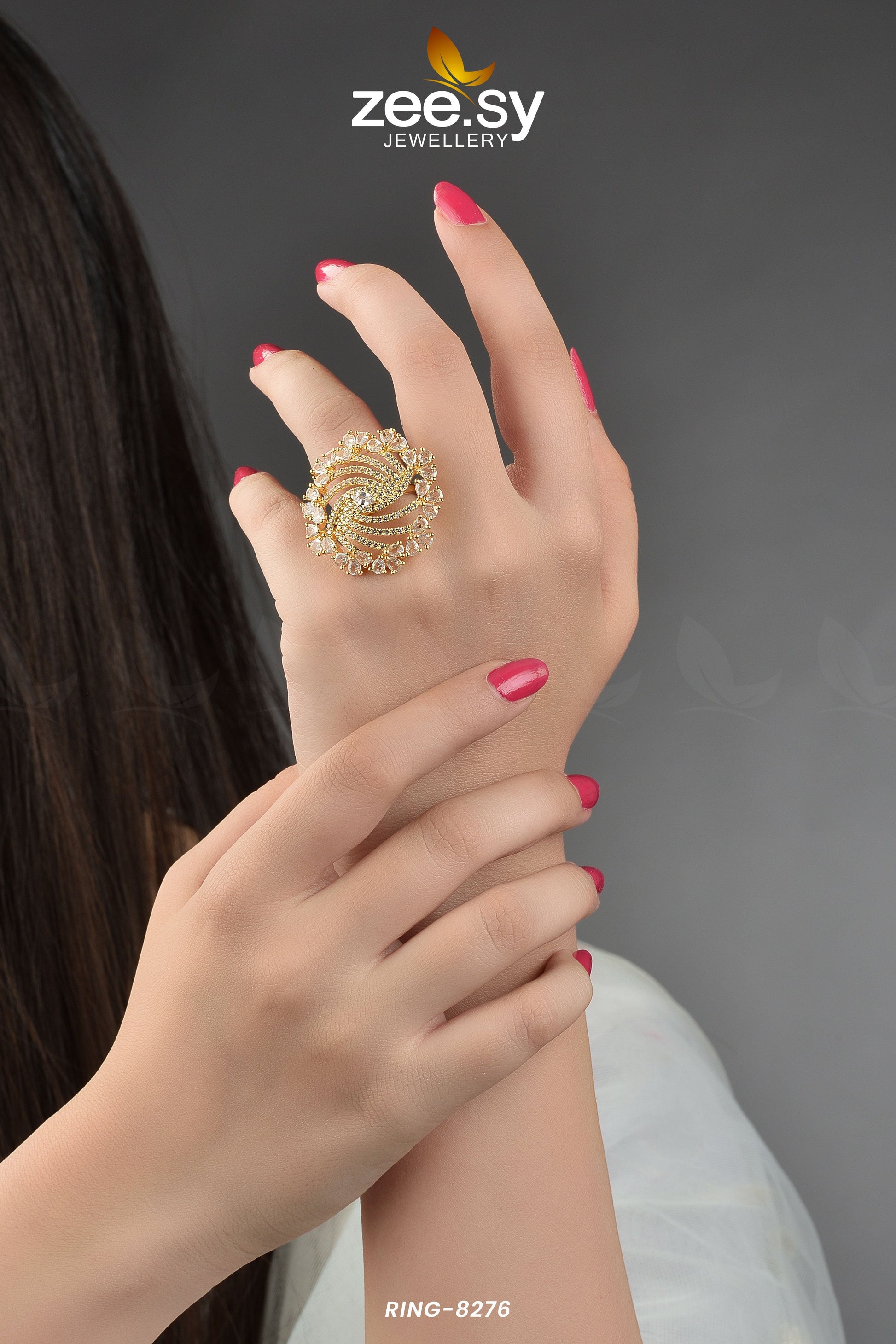 Rhinestone Ring-8276 - Libasekhas