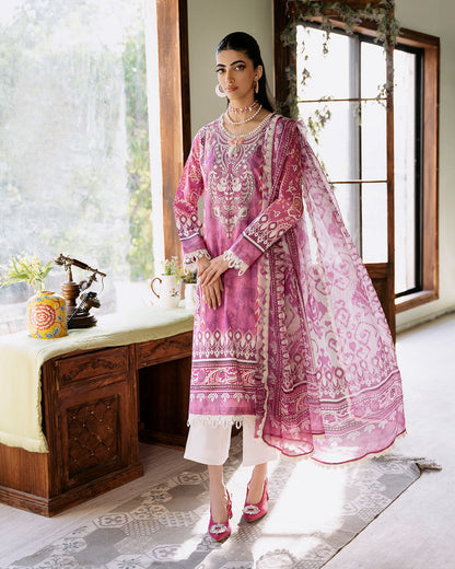 Roheenaz | Flora Printed Lawn | Amaranth - House Of Anaya