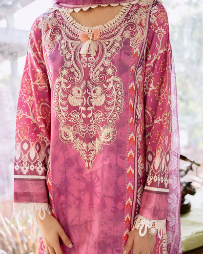 Roheenaz | Flora Printed Lawn | Amaranth - House Of Anaya