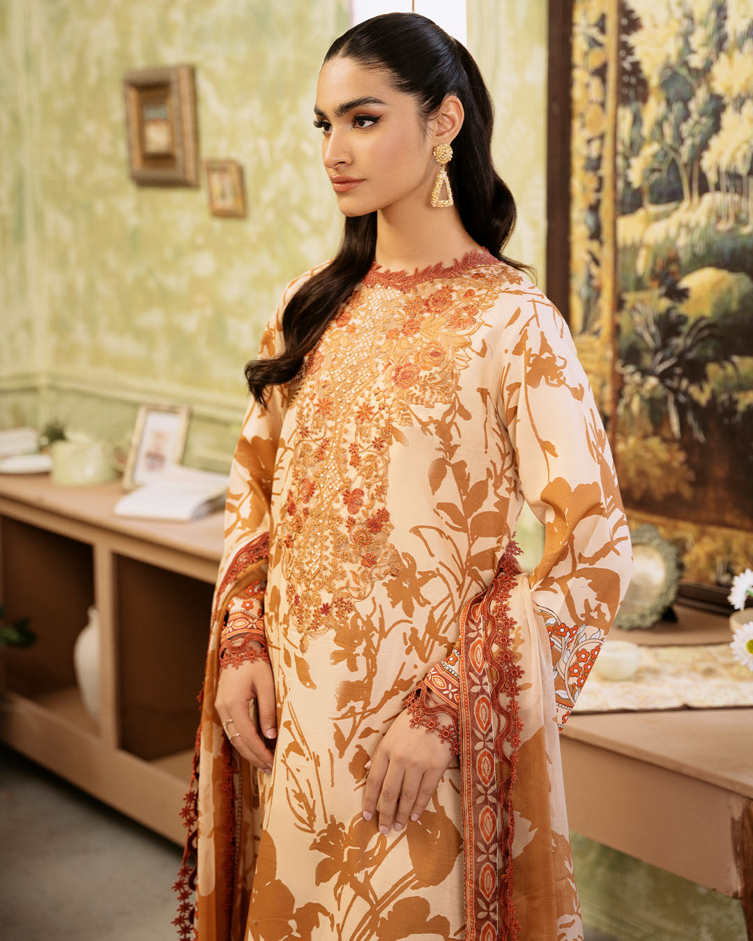 Roheenaz | Flora Printed Lawn | Harmonia - House Of Anaya