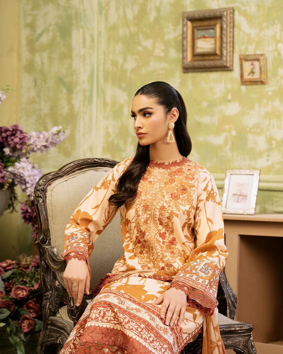 Roheenaz | Flora Printed Lawn | Harmonia - House Of Anaya