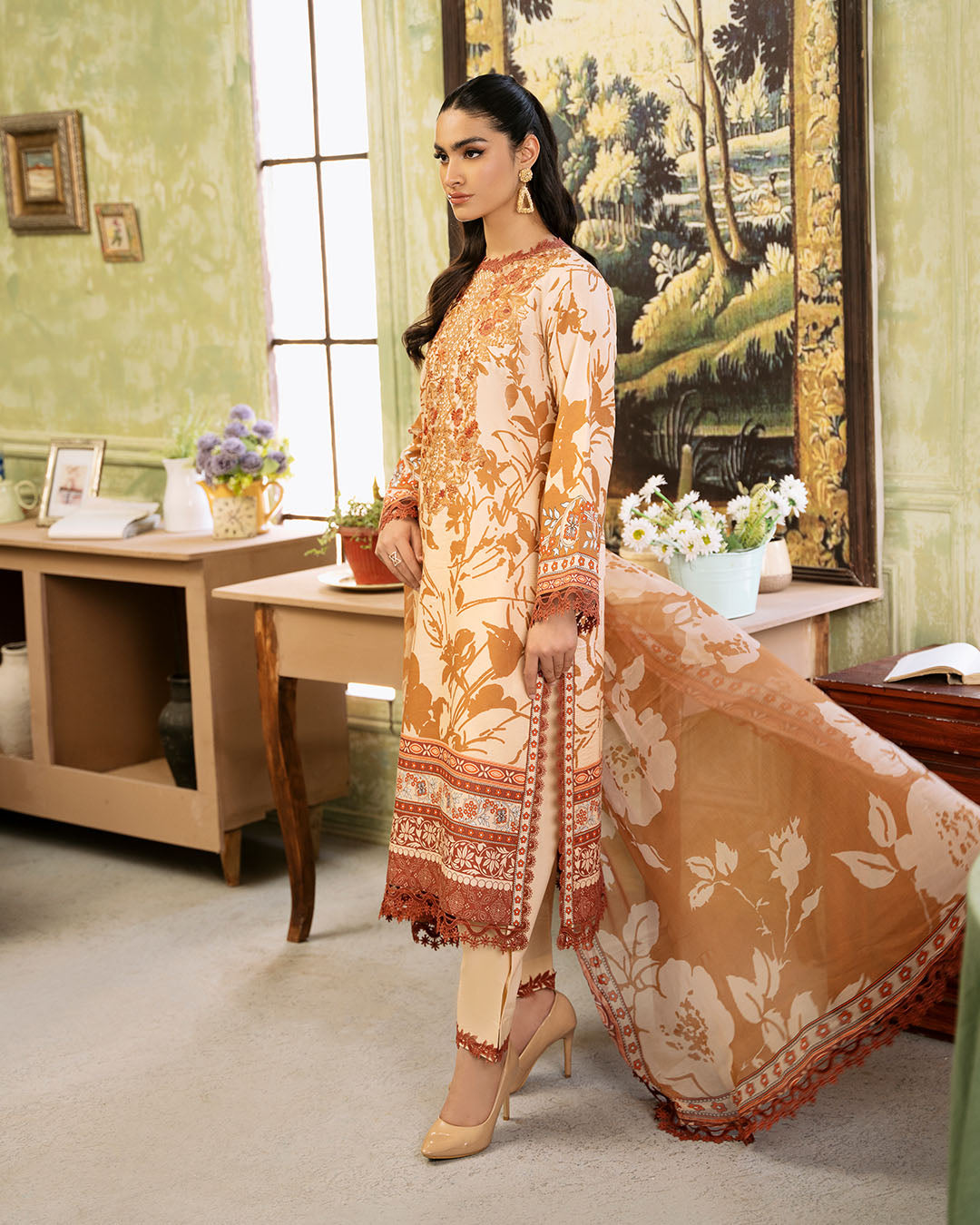 Roheenaz | Flora Printed Lawn | Harmonia - House Of Anaya