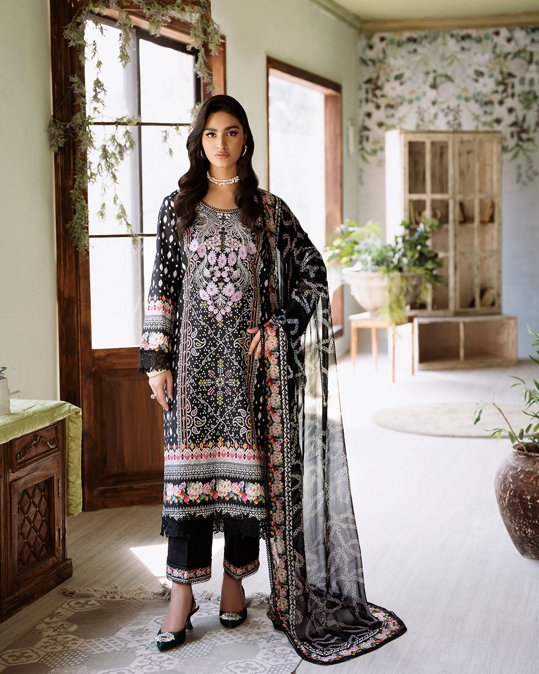 Roheenaz | Flora Printed Lawn | Veridian - House Of Anaya
