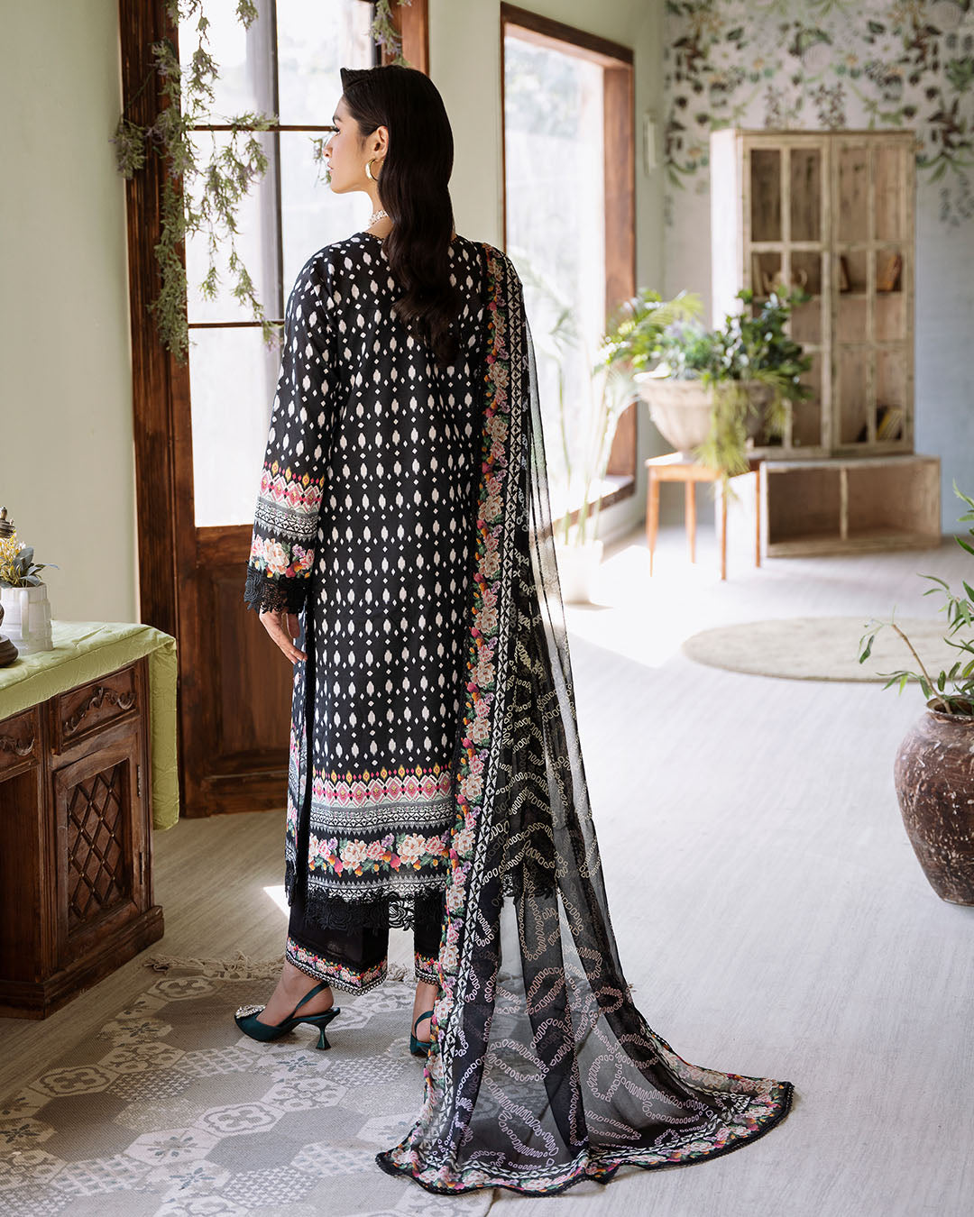 Roheenaz | Flora Printed Lawn | Veridian - House Of Anaya