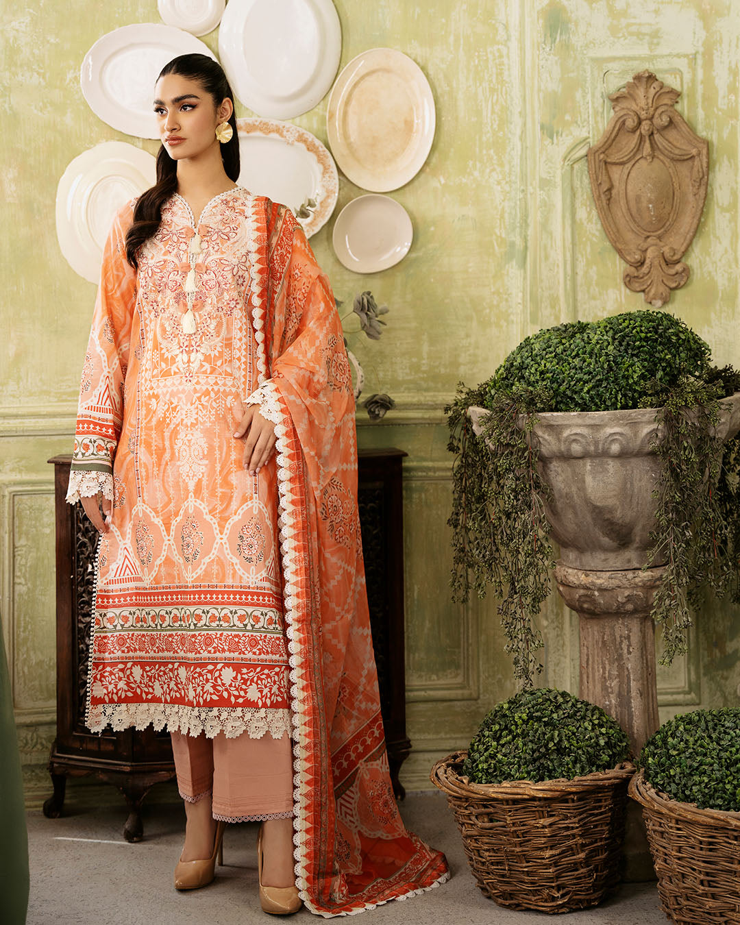 Roheenaz | Flora Printed Lawn | Cascade - House Of Anaya