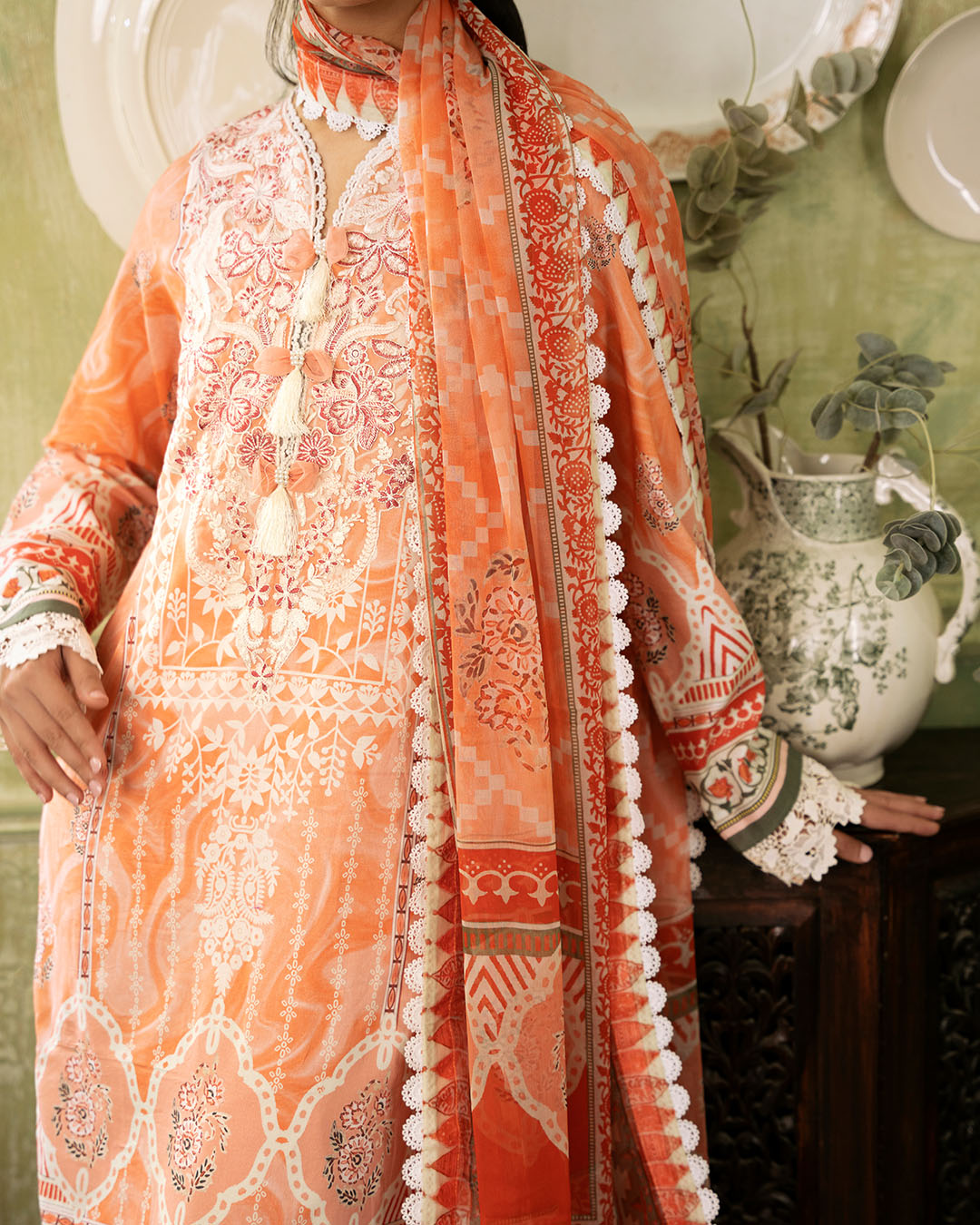 Roheenaz | Flora Printed Lawn | Cascade - House Of Anaya
