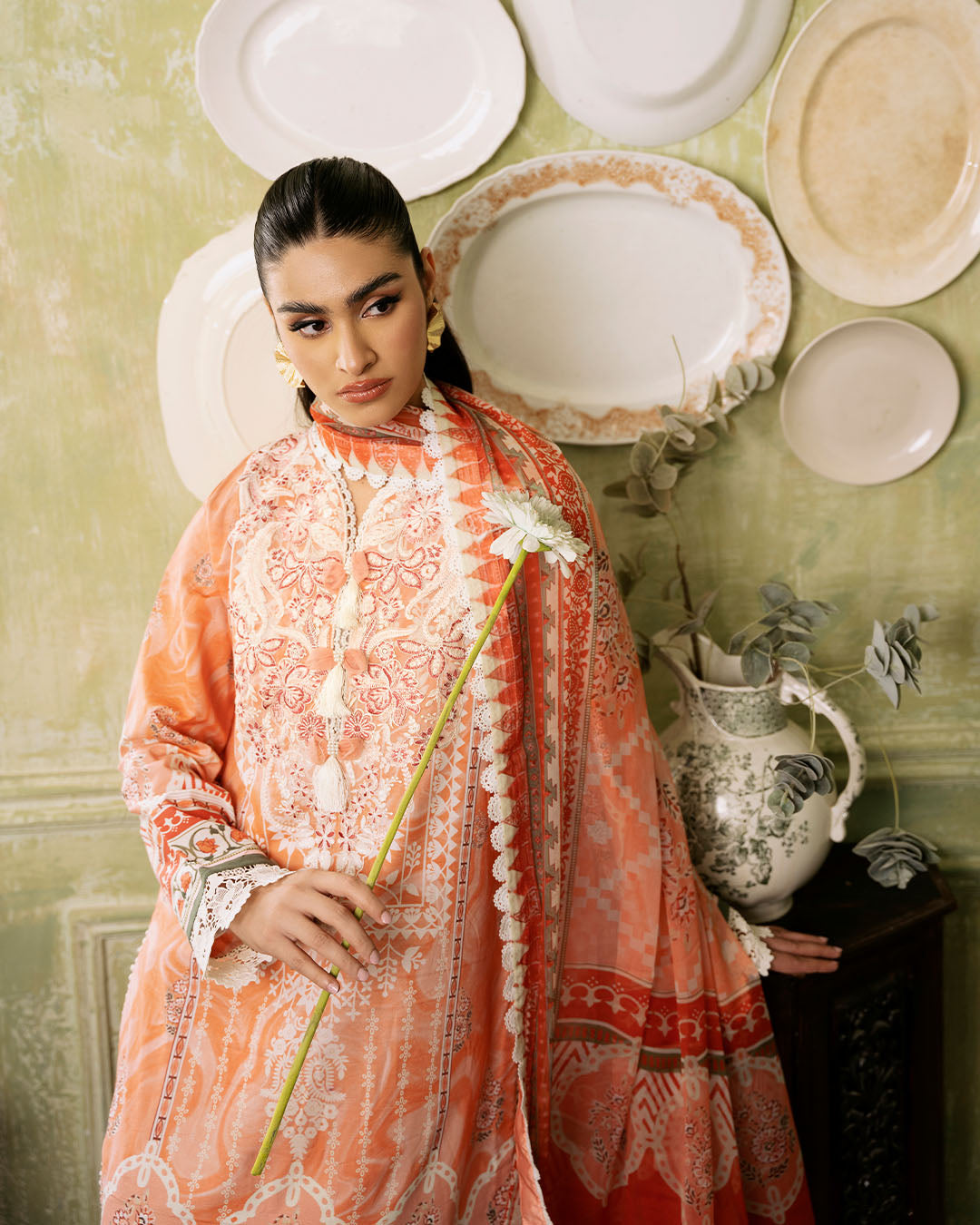 Roheenaz | Flora Printed Lawn | Cascade - House Of Anaya
