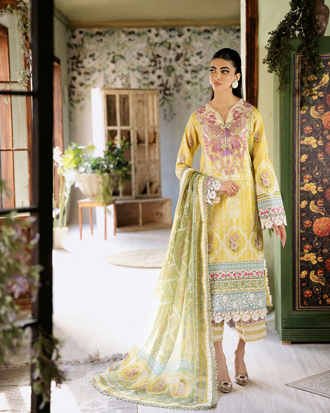 Roheenaz | Flora Printed Lawn | Mystique - House Of Anaya