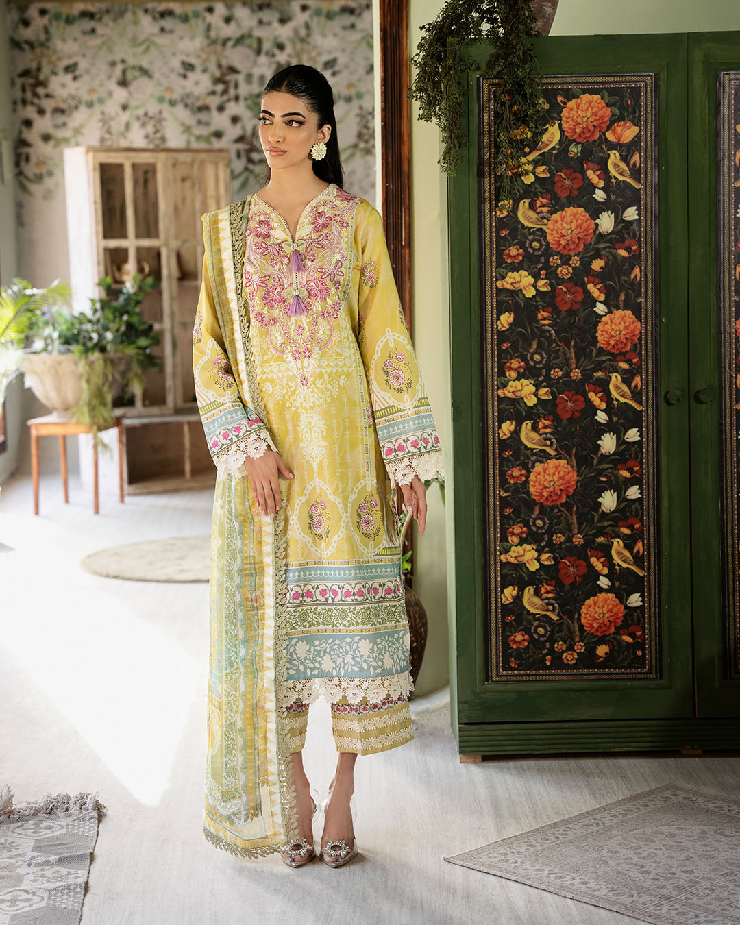 Roheenaz | Flora Printed Lawn | Mystique - House Of Anaya