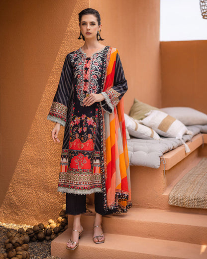 Roheenaz | Azalea Printed Lawn 24 | Midnight Mirage - House Of Anaya