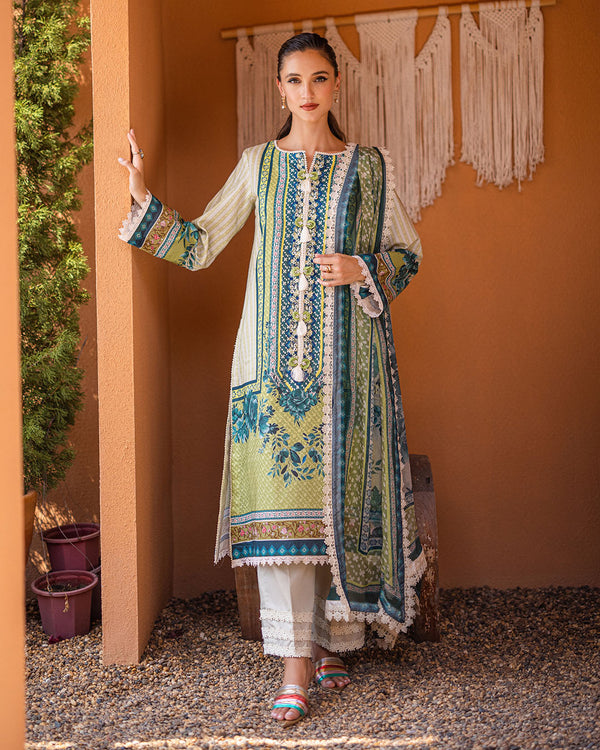 Roheenaz | Azalea Printed Lawn 24 | Ivory Elegance - House Of Anaya