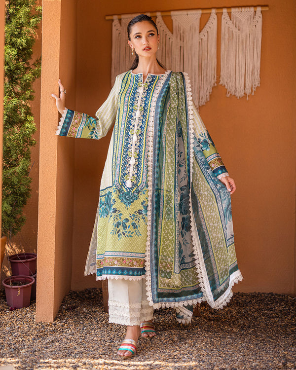 Roheenaz | Azalea Printed Lawn 24 | Ivory Elegance - House Of Anaya