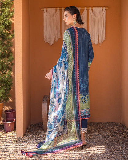 Roheenaz | Azalea Printed Lawn 24 | Mirage Mesh - House Of Anaya