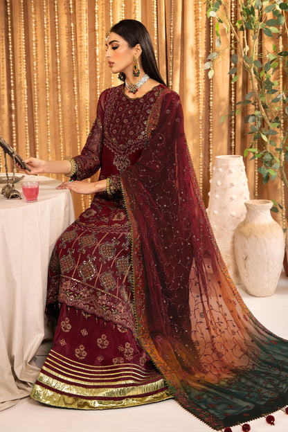 ALIZEH-Roheen - V16D01 Embroidered Chiffon Maroon