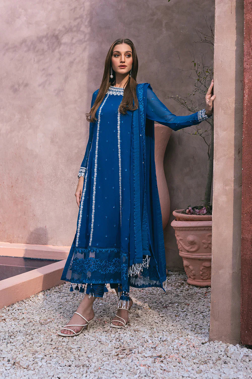 Azure | Embroidered Ensembles 3 Pcs | Radiant Sky - House Of Anaya