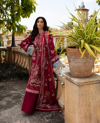 Republic Womenswear | Ilana Eid Luxury Lawn | Rouge - House Of Anaya