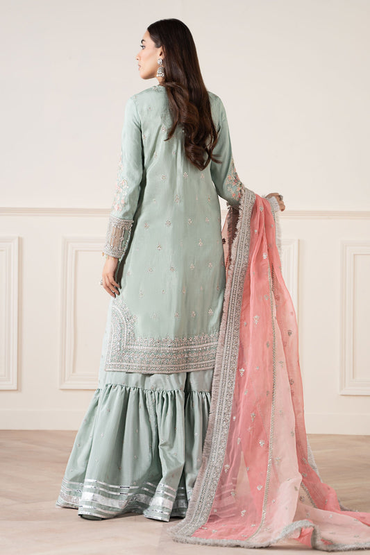 Maria B | Pre Fall Dresses | 3 Piece Embroidered Raw Silk Suit Sea Green