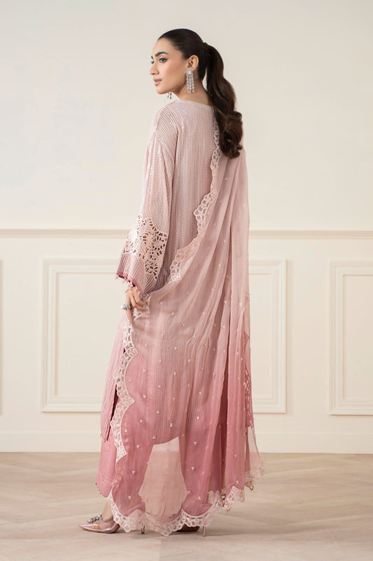 Maria B | Pre Fall Dresses | 3 Piece Embroidered Chiffon Suit Pink