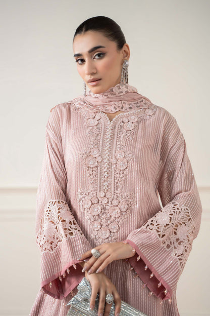 Maria B | Pre Fall Dresses | 3 Piece Embroidered Chiffon Suit Pink