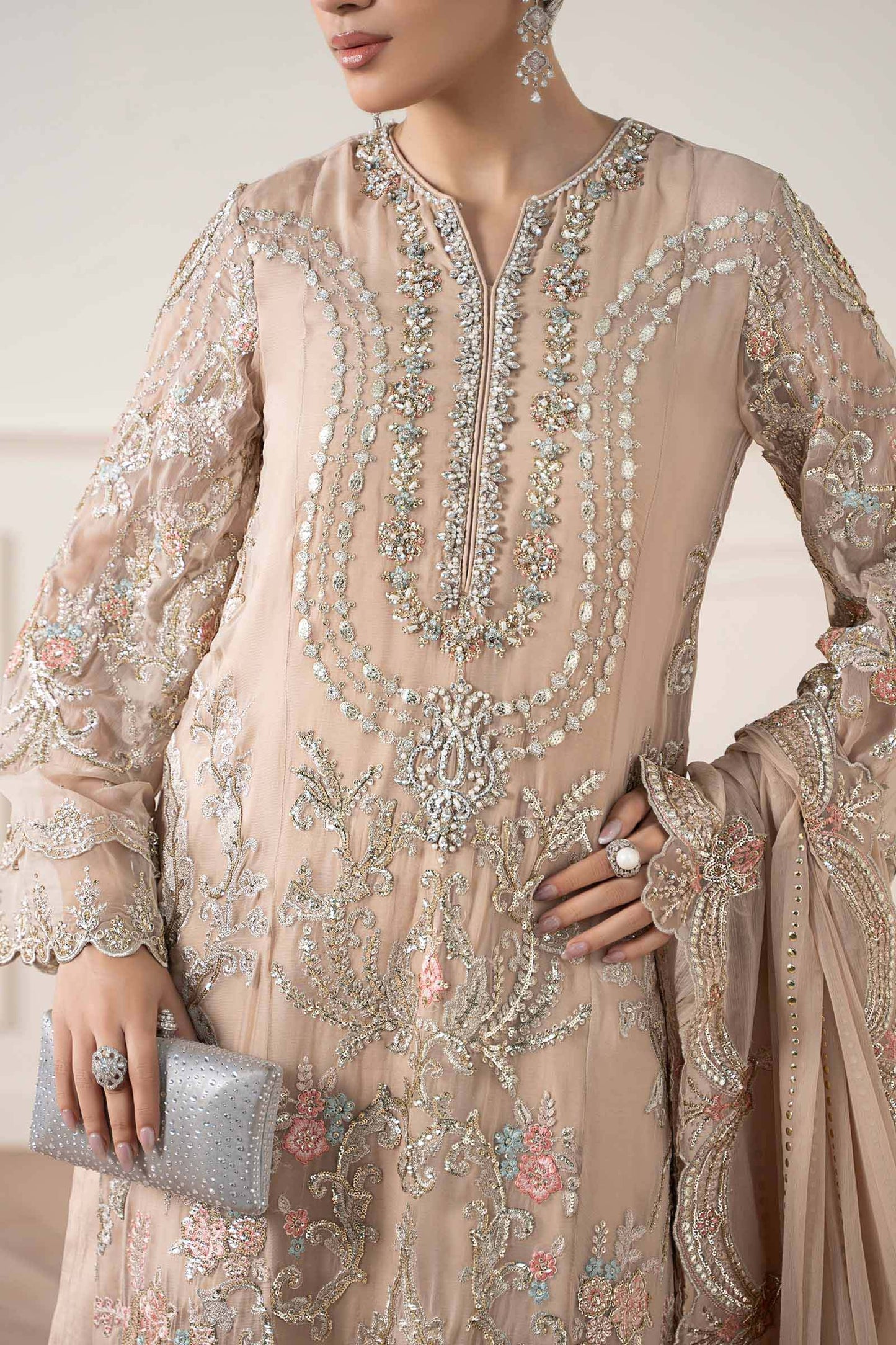 Maria B | Pre Fall Dresses | 3 Piece Embroidered Chiffon Suit Skin