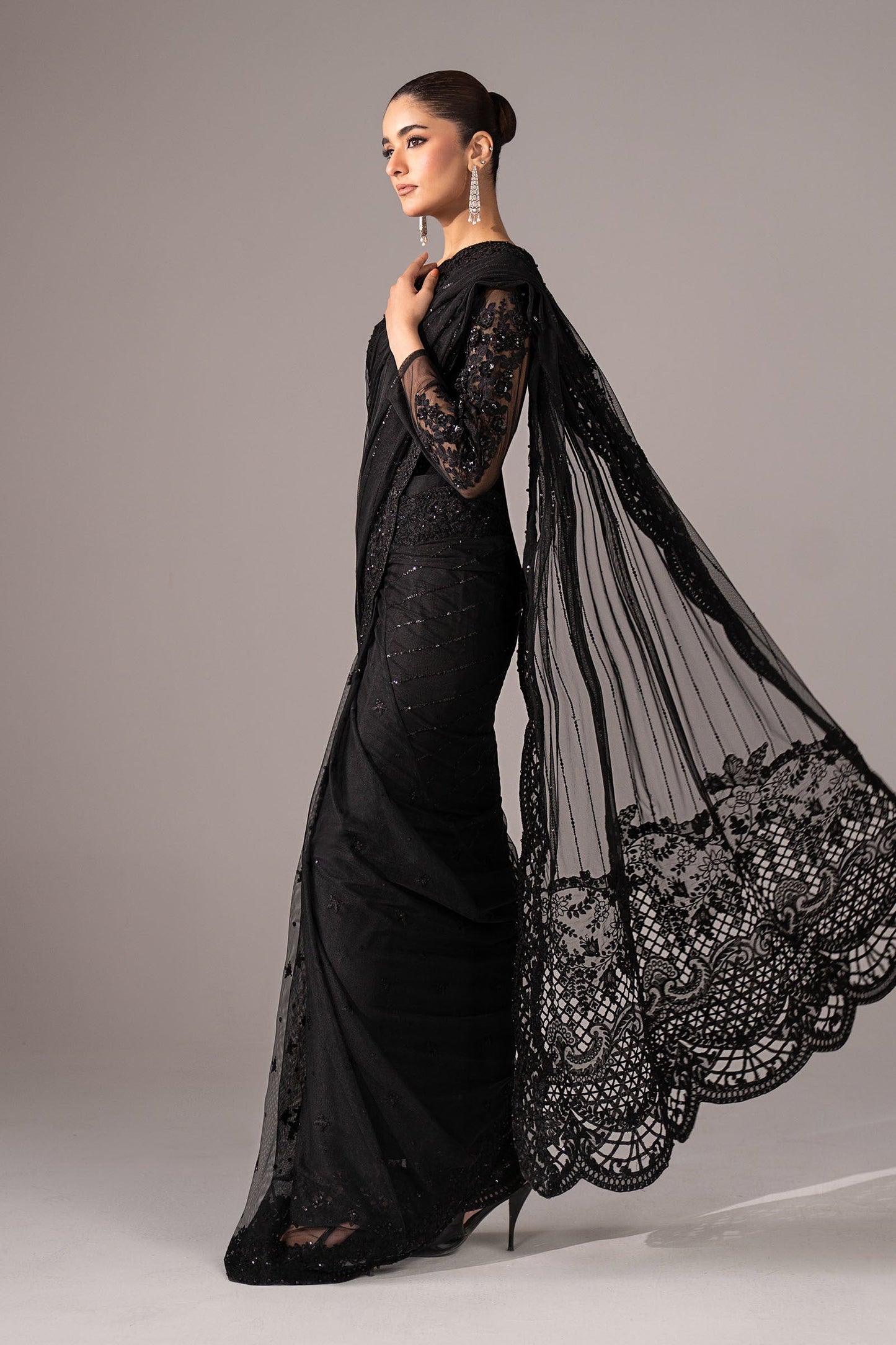 Maria B | Eid Collection 26 | Embroidered Net Saree