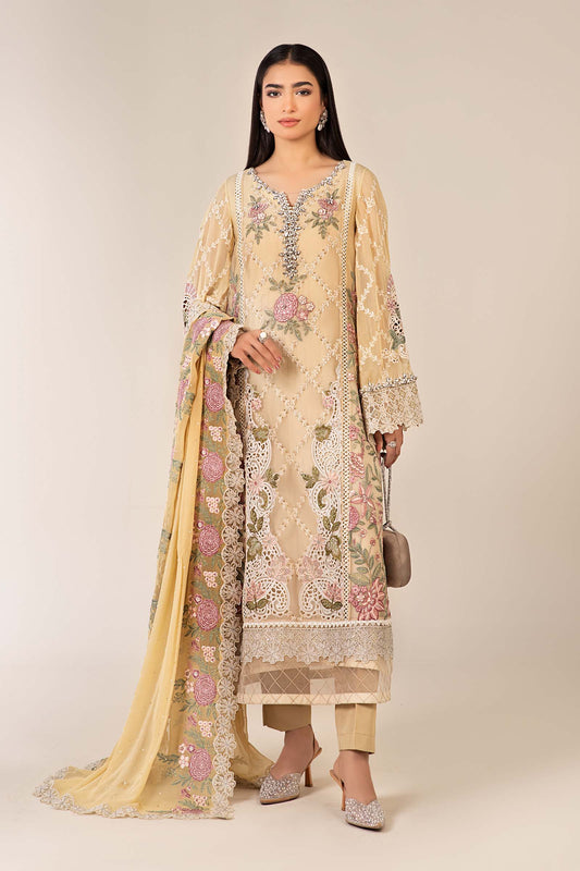 Maria B | Pre Fall Dresses | 3 Piece Embroidered Chiffon Suit Yellow