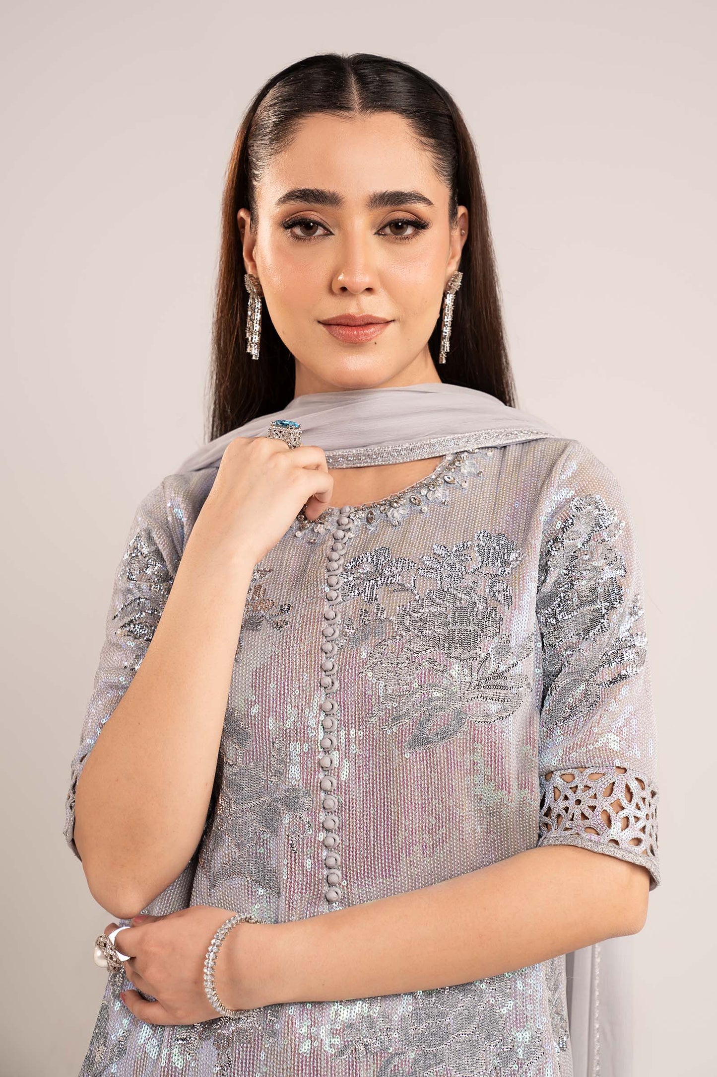 Maria B | Modern Archives | 3 Piece Embroidered Chiffon Suit