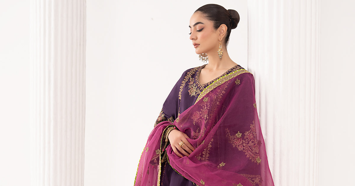 Maria B | Eid Collection 26 | 3 Piece Embroidered Raw Silk Suit