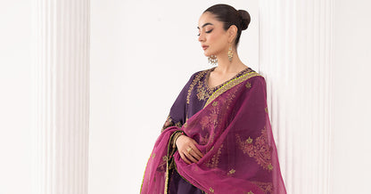 Maria B | Eid Collection 26 | 3 Piece Embroidered Raw Silk Suit