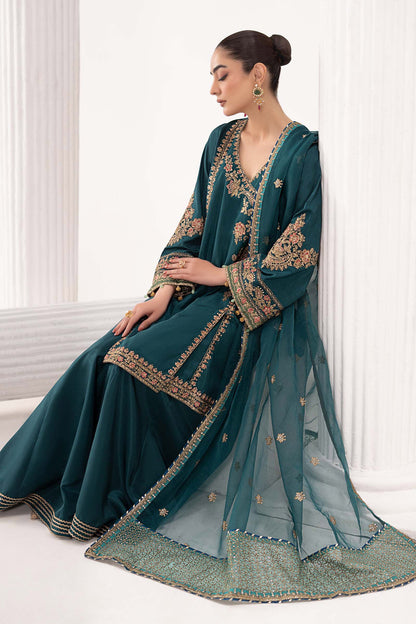 Maria B | Eid Collection Formals 26 | 3 Piece Embroidered Raw Silk Suit