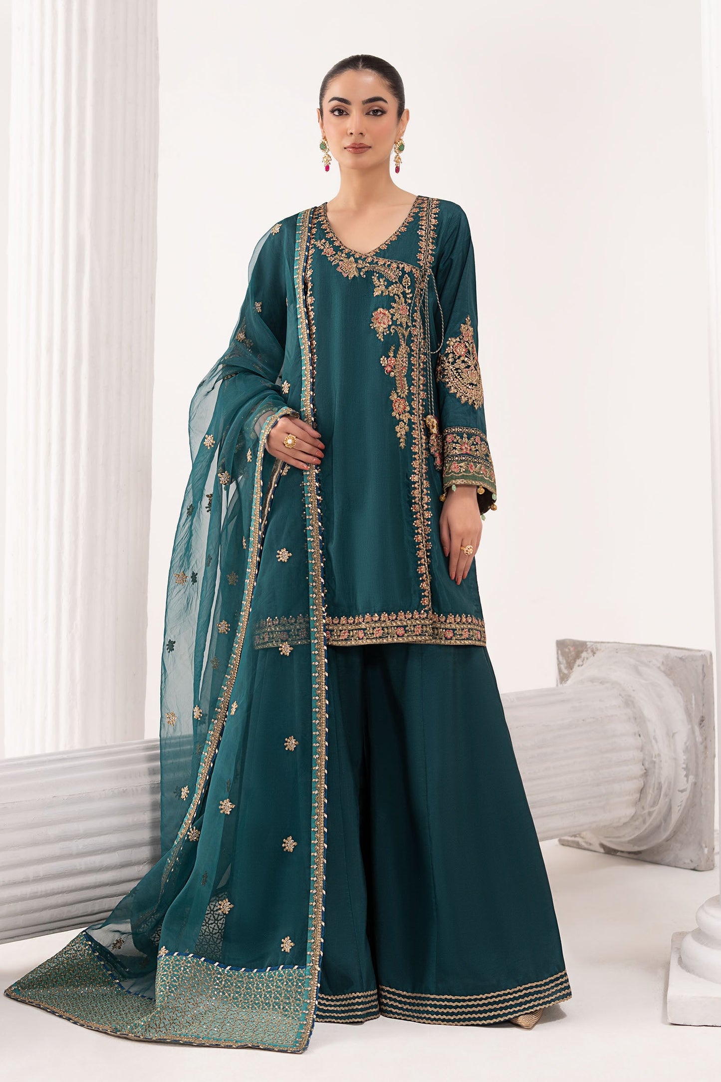 Maria B | Eid Collection Formals 26 | 3 Piece Embroidered Raw Silk Suit