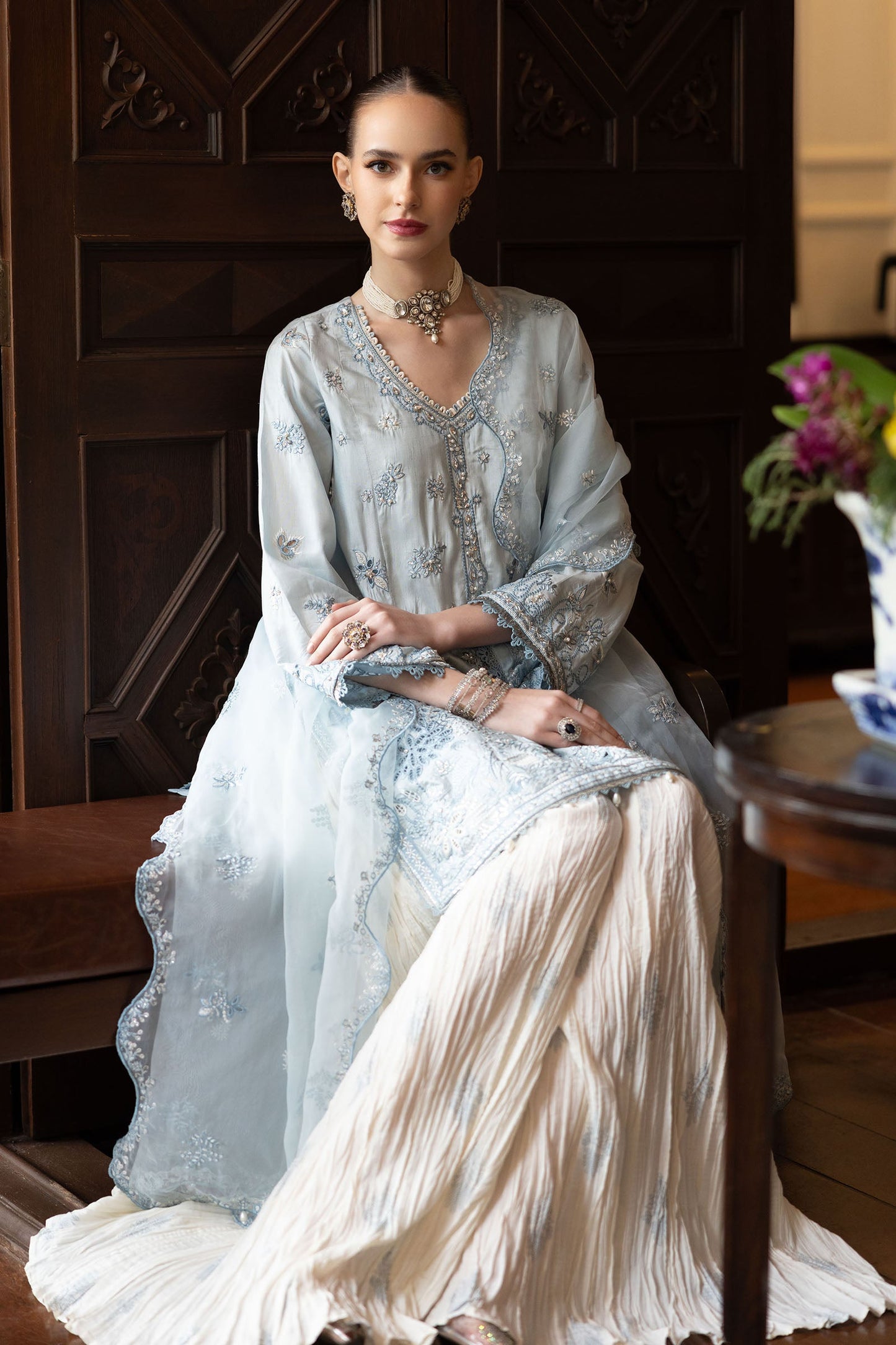 Maria B | Eid Collection Formals 26 | 3 Piece Embroidered Raw Silk Suit