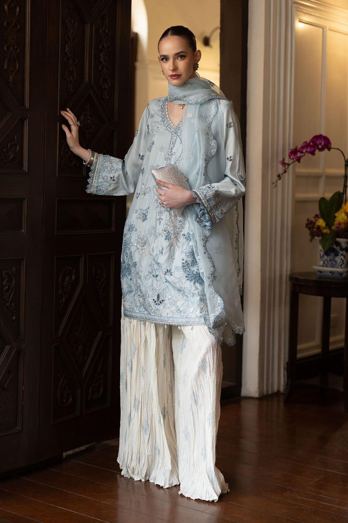 Maria B | Eid Collection Formals 26 | 3 Piece Embroidered Raw Silk Suit