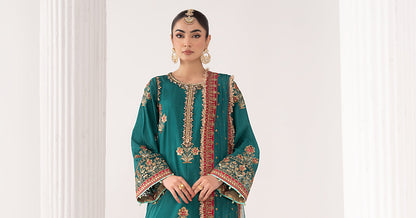 Maria B | Eid Collection 26 | 3 Piece Embroidered Raw Silk Suit