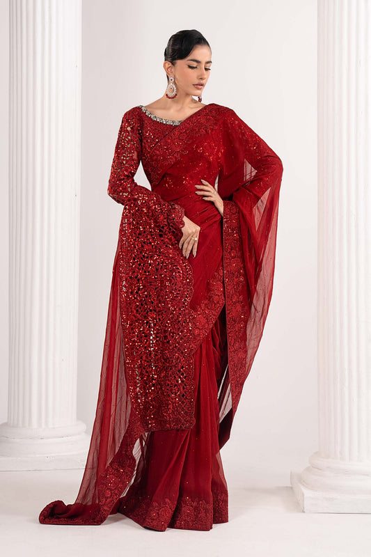 Maria B | Eid Collection 26 | Embroidered Chiffon Saree