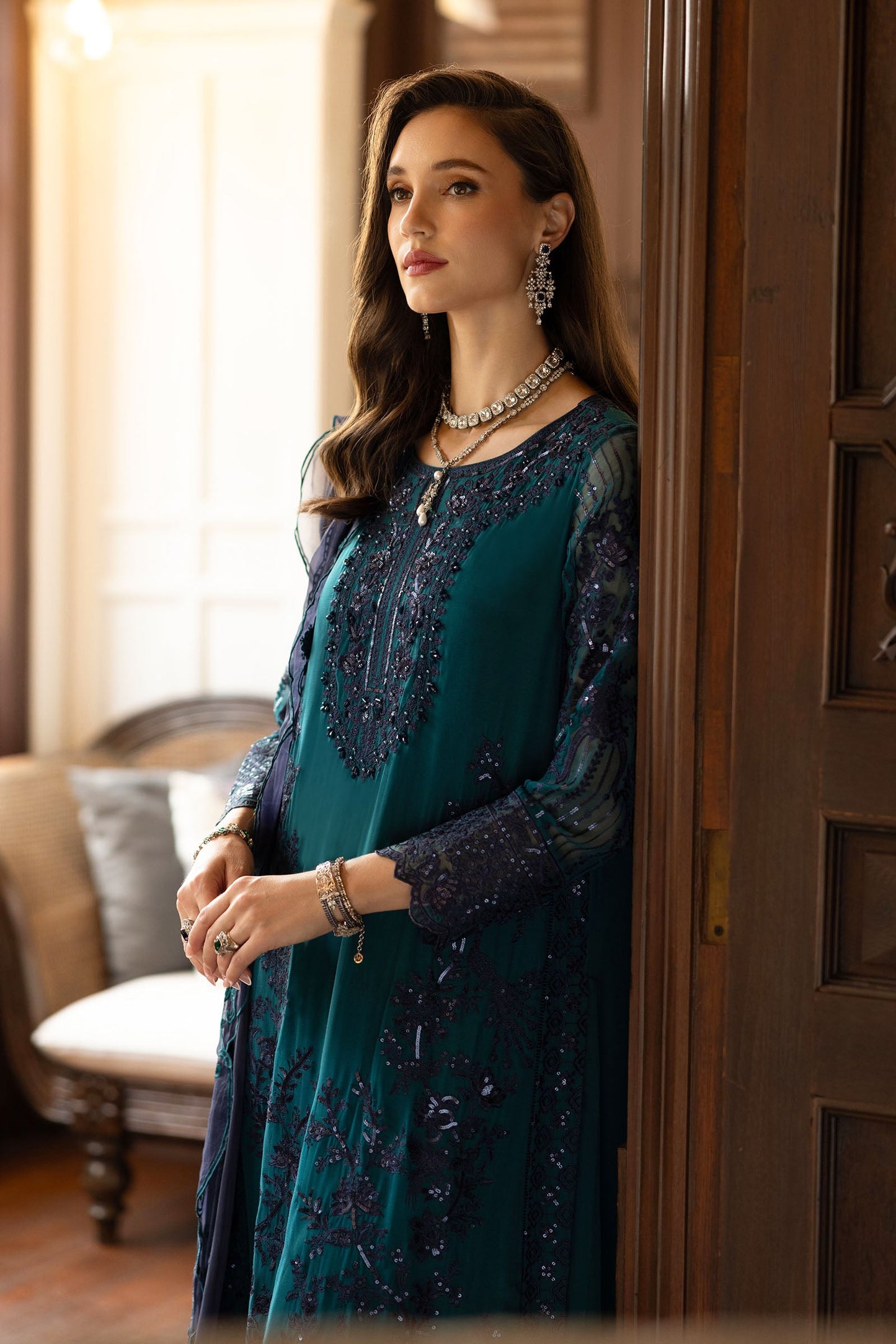 Maria B | Eid Collection Formals 26 | 3 Piece Embroidered Chiffon Suit