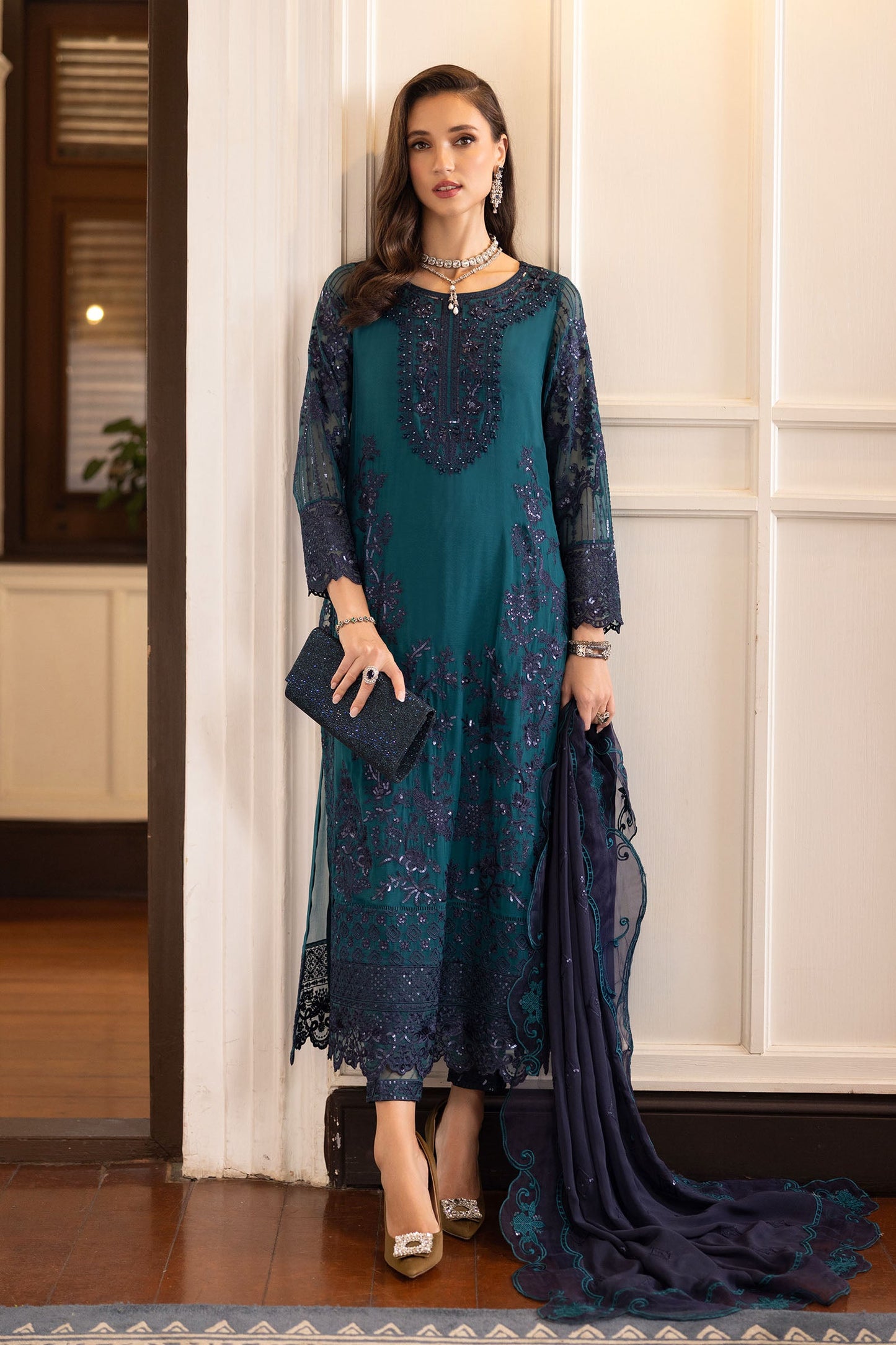 Maria B | Eid Collection Formals 26 | 3 Piece Embroidered Chiffon Suit