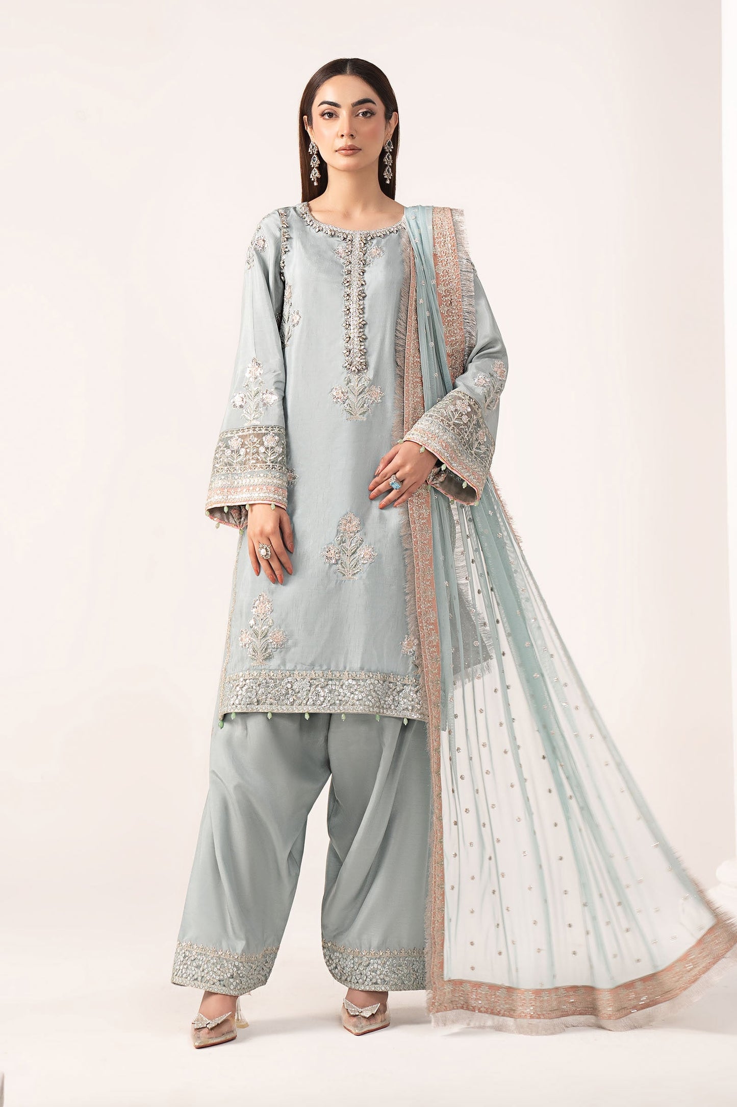Maria B | Eid Collection Formals 26 | 3 Piece Embroidered Raw Silk Suit