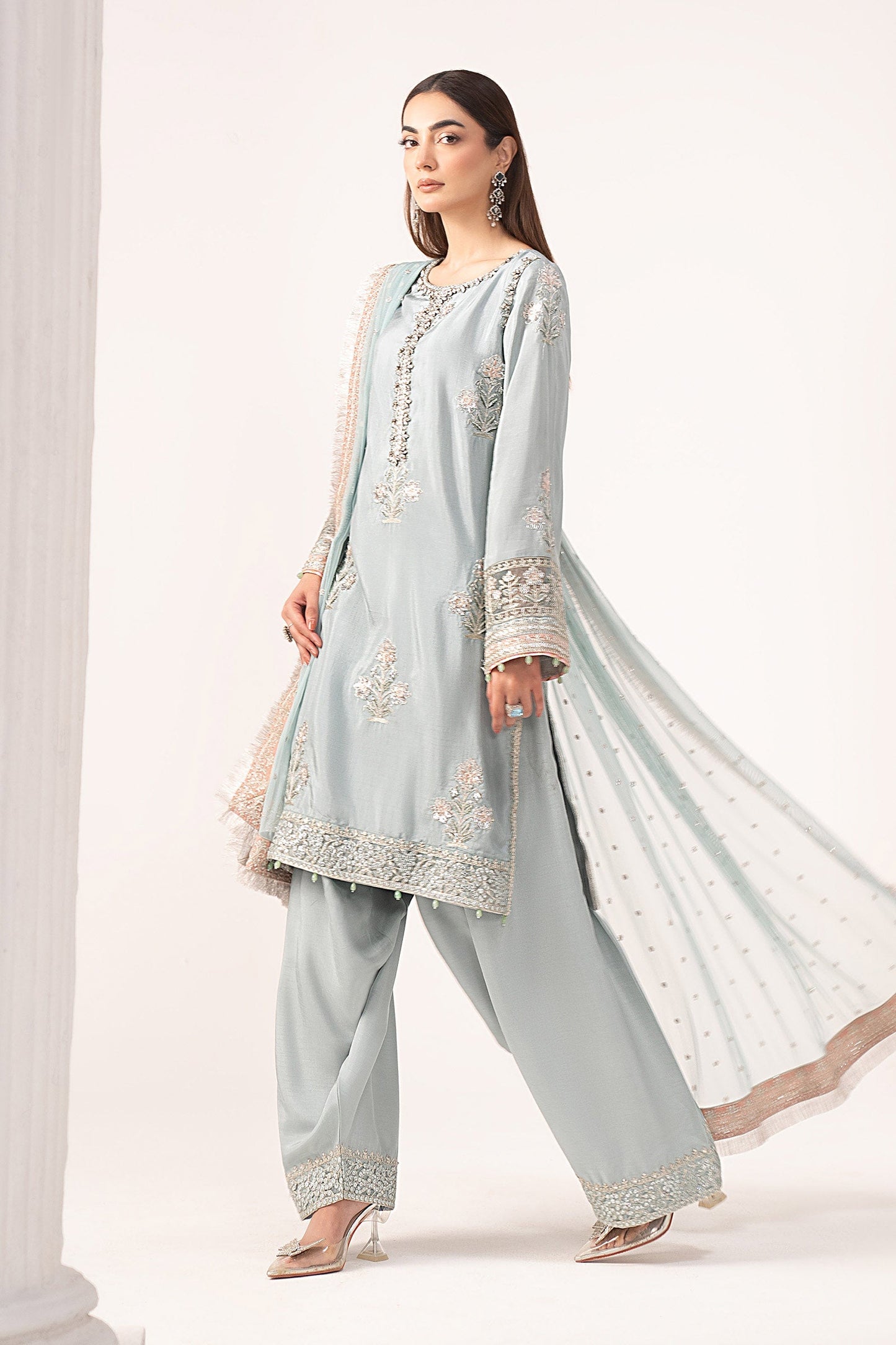 Maria B | Eid Collection Formals 26 | 3 Piece Embroidered Raw Silk Suit