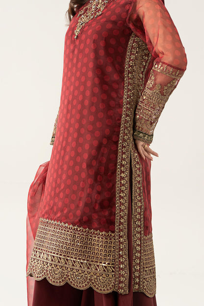 Maria B | Pre Fall Dresses | 3 Piece Embroidered Suit Marron