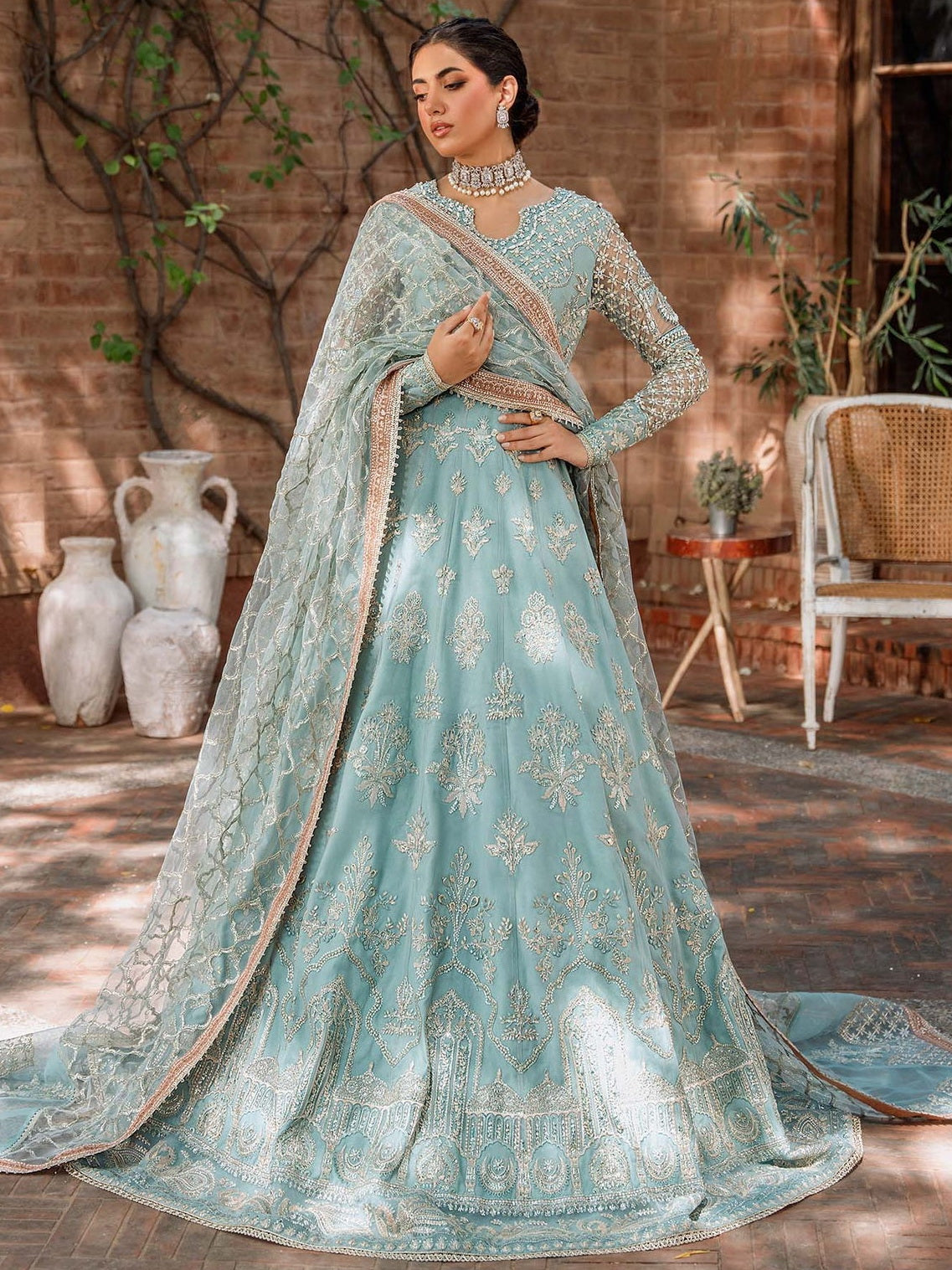 Akbar Aslam Mastani Embroidered Net 3Pc Suit - JABEEN - Riwayat-e-khas