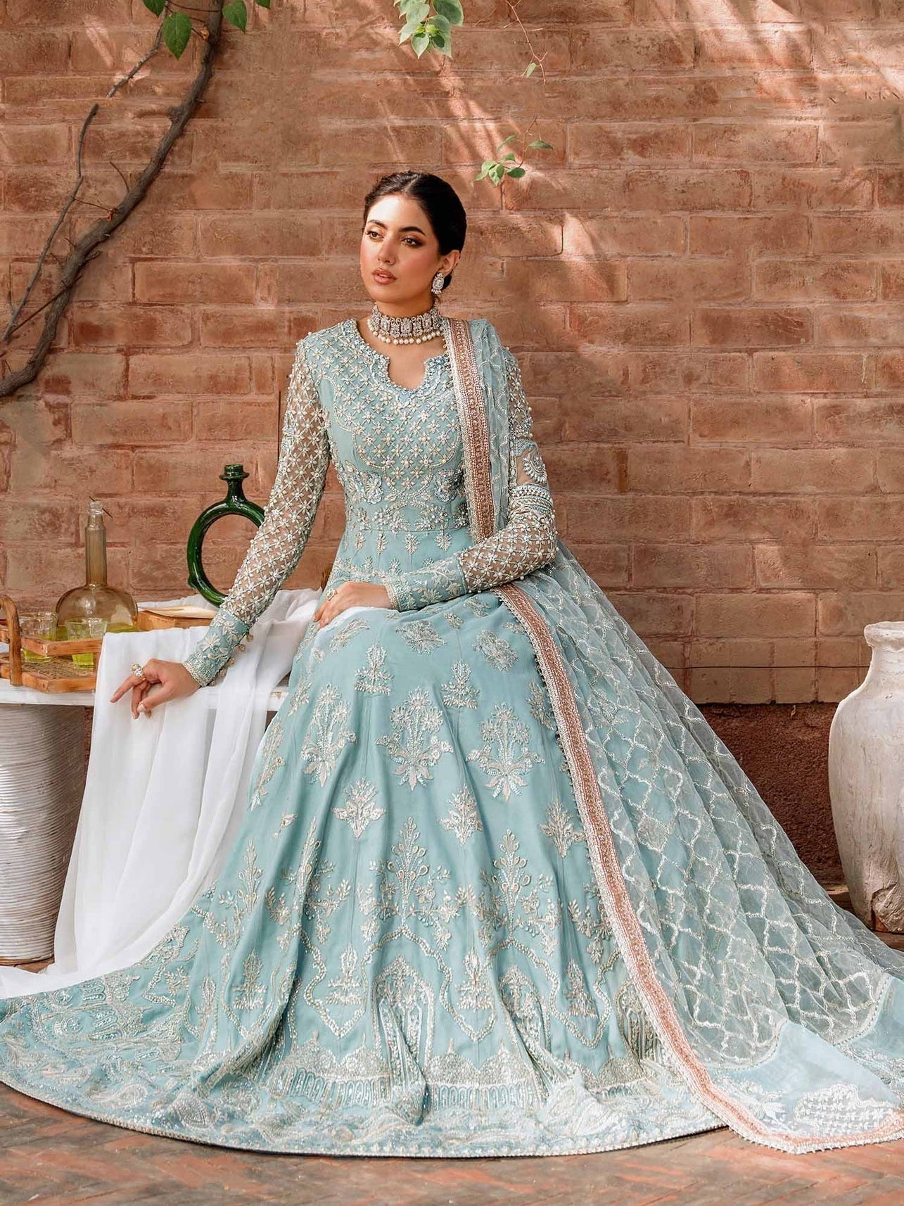 Akbar Aslam Mastani Embroidered Net 3Pc Suit - JABEEN - Riwayat-e-khas
